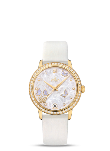 Omega De Ville Prestige Co-Axial 32.7 Yellow Gold / MOP Butterfly Diamond